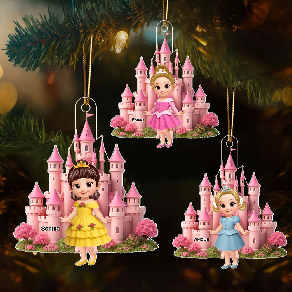 Princess Castle Acrylic Ornament – Personalized Christmas Gift for Little Girls