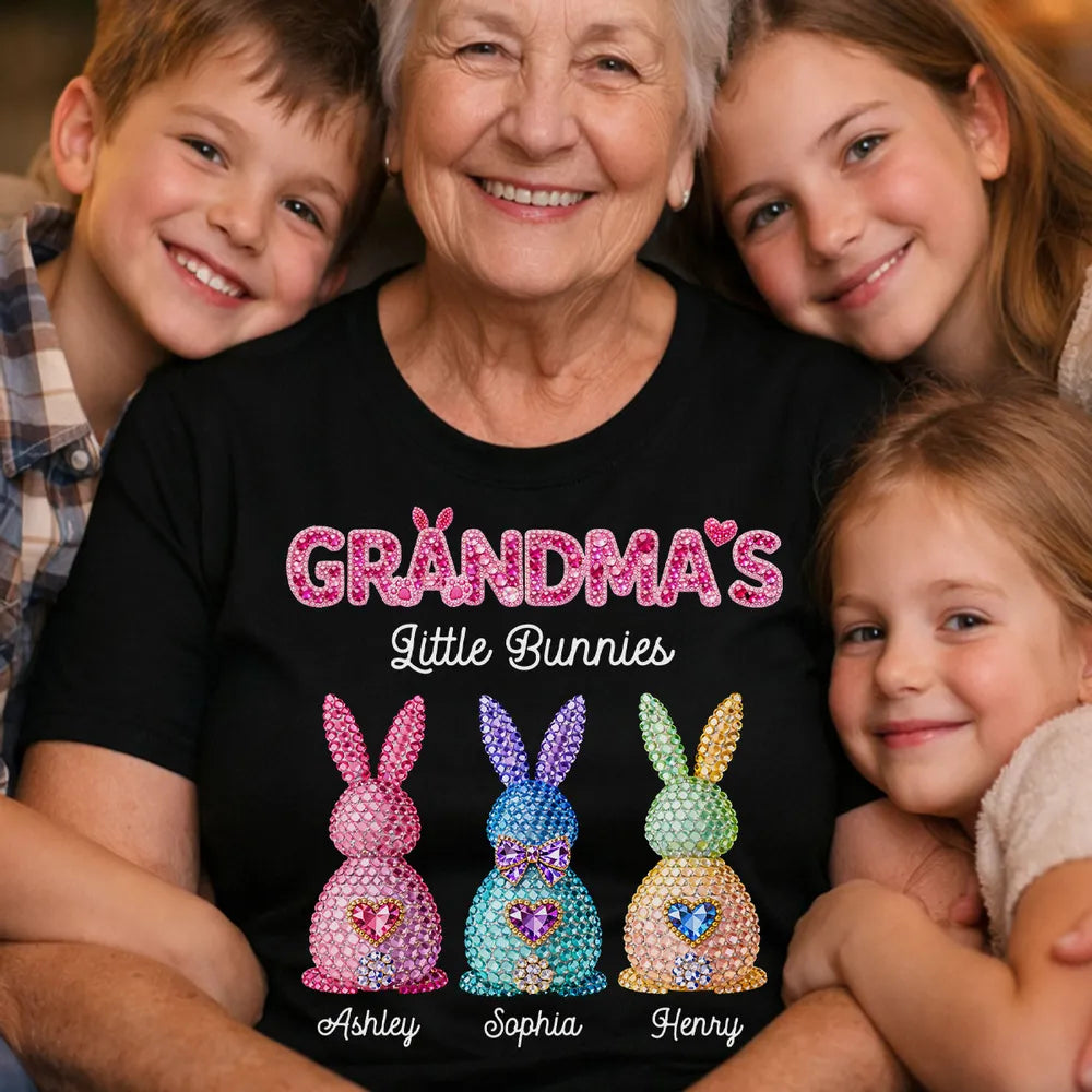 Personalized Grandma's Little Bunnies Classic Tee, Sparkly Easter Bunny Design, Unique Gift for Grandma