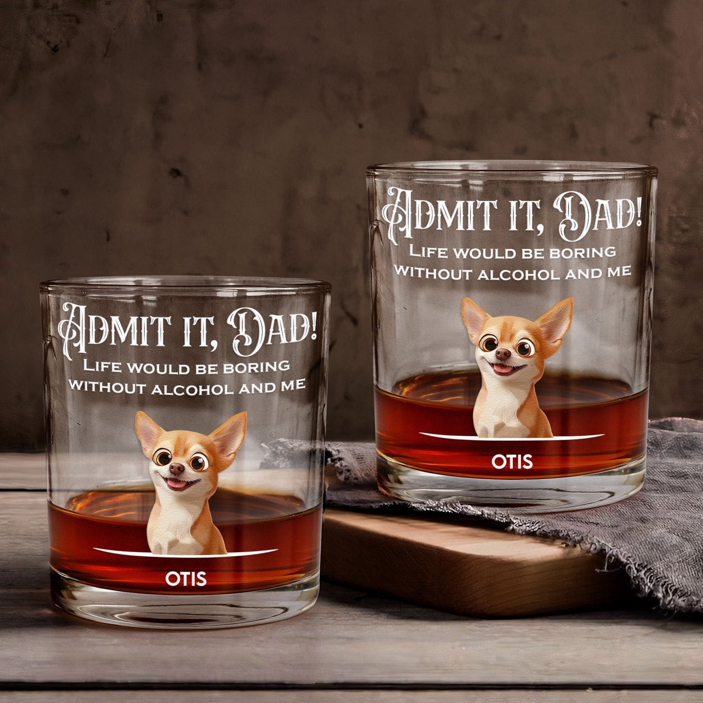 Custom Dog-Design Whiskey Glass for Dad – Personalized Pet Cup Gift