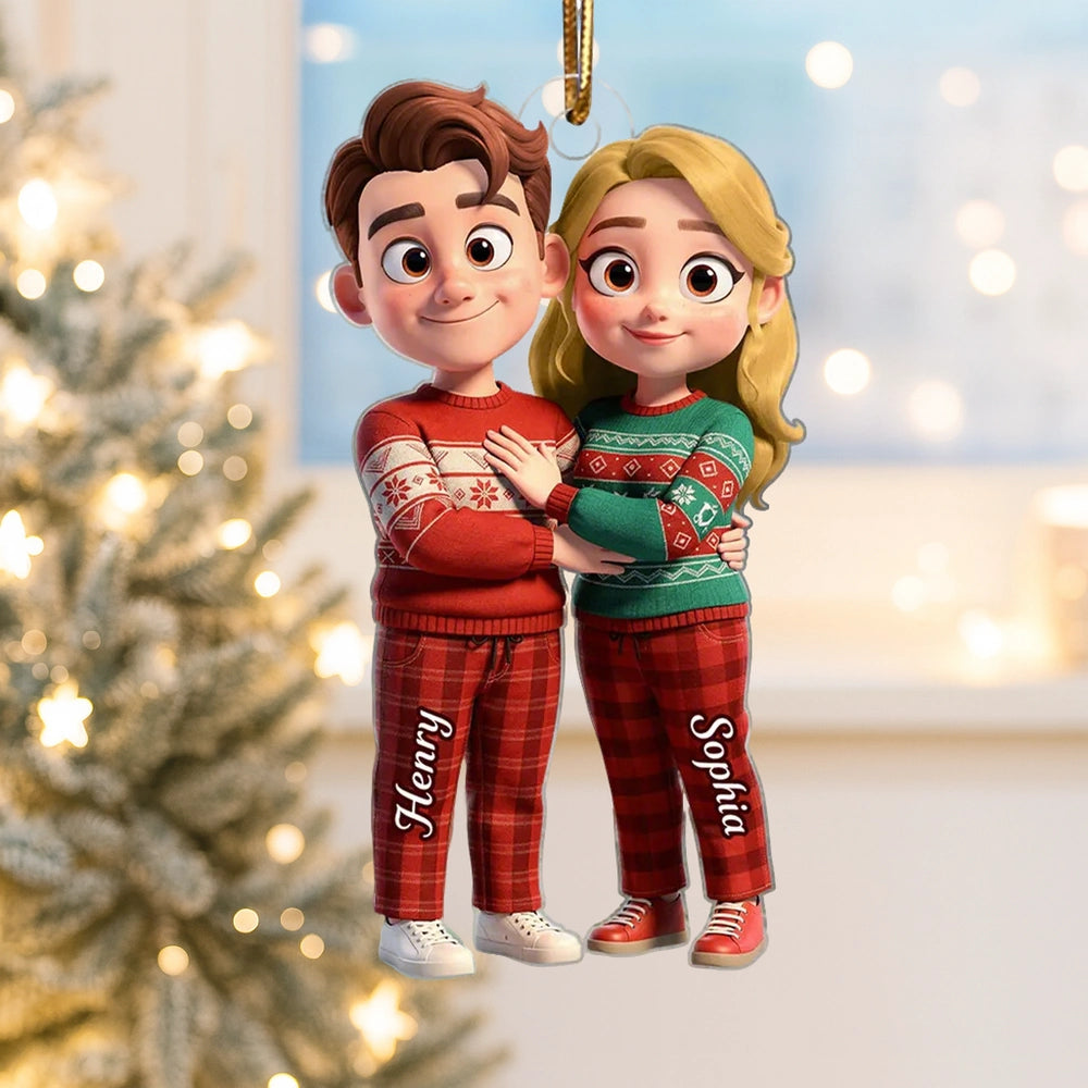 Cute Cartoon Couple Acrylic Ornament Personalized Keepsake for Couples Sweet Home Decor Gift for Wife or Husband
