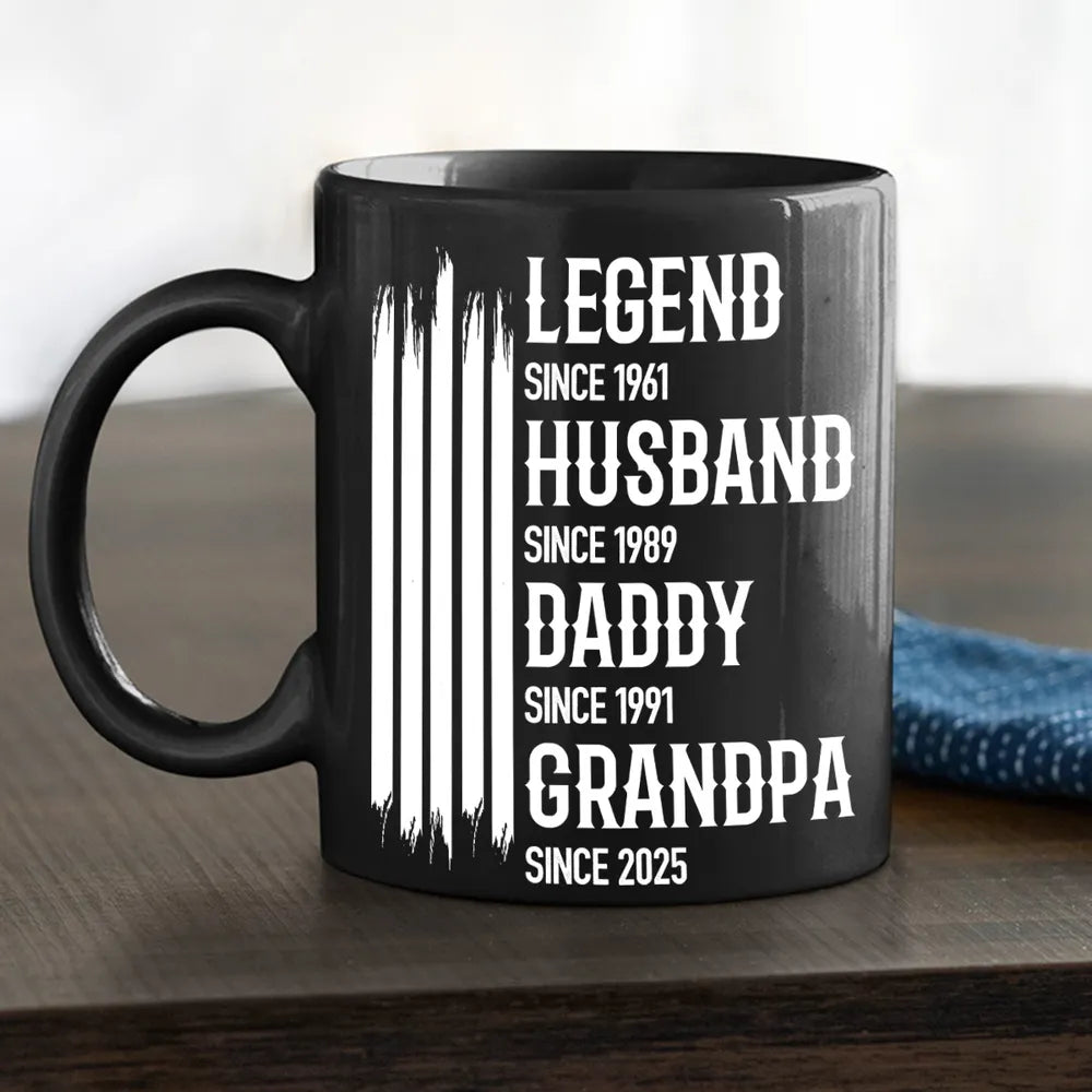 Personalized Full Color Mug Legend Husband Daddy Grandpa Quote, Bold Black Coffee Time Gift for Dad or Grandpa