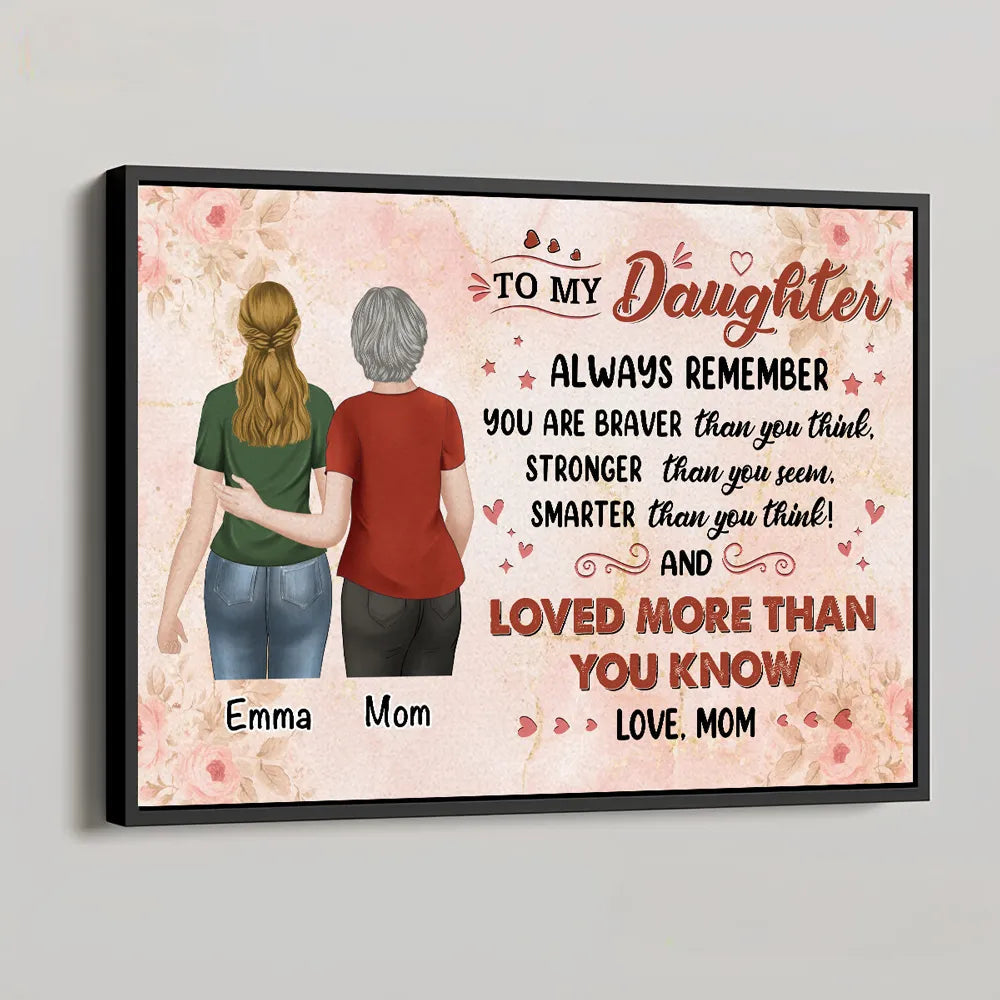Personalized Mother and Daughter Poster, Always Remember You Are Braver Quote, Unique Gift for Mom or Daughter