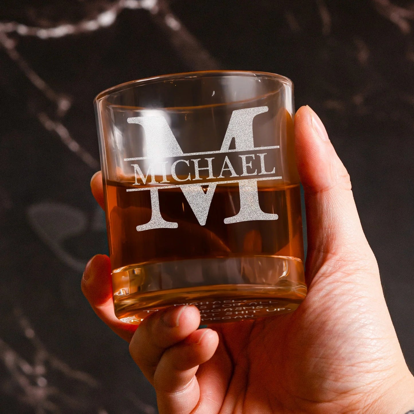 Personalized Whiskey Glass with Initial & Custom Name - Funny Romantic Gift for Husband or Boyfriend, Bar-Ready Look