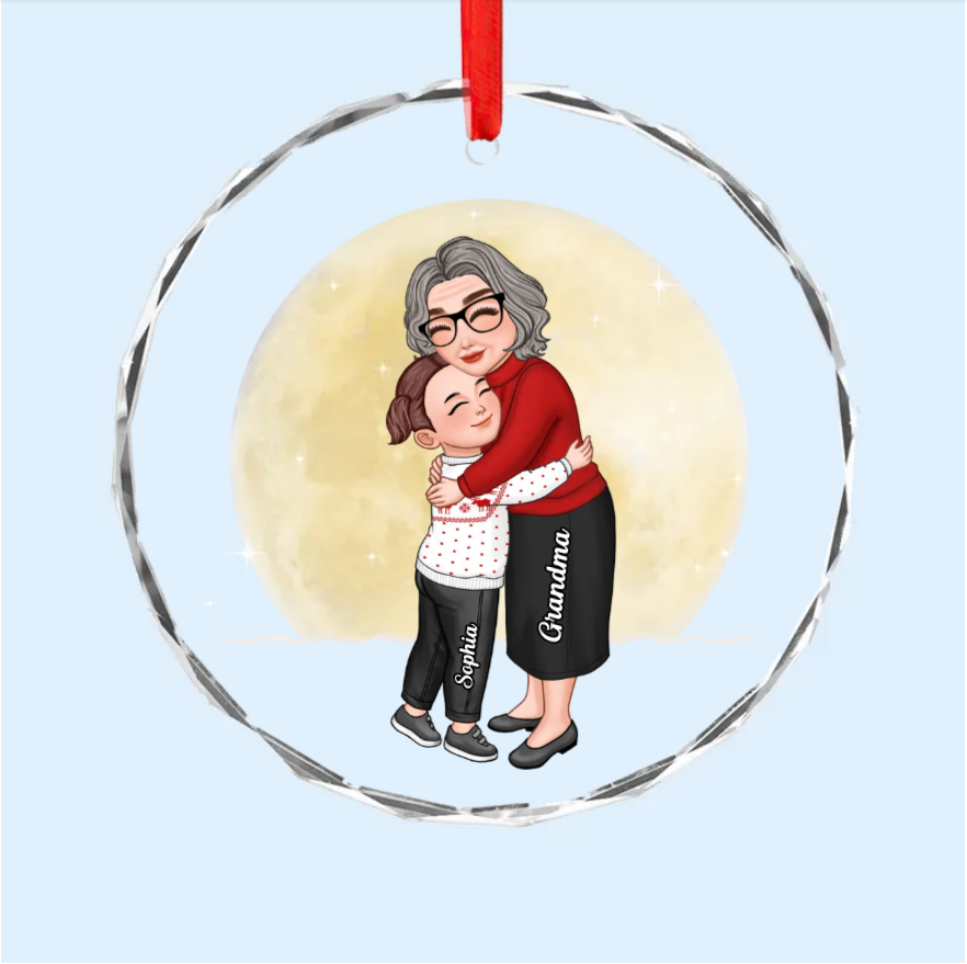 Cute Grandma & Grandkid Hugging - Gift For Grandkids & Grandma - Personalized Acrylic Ornament