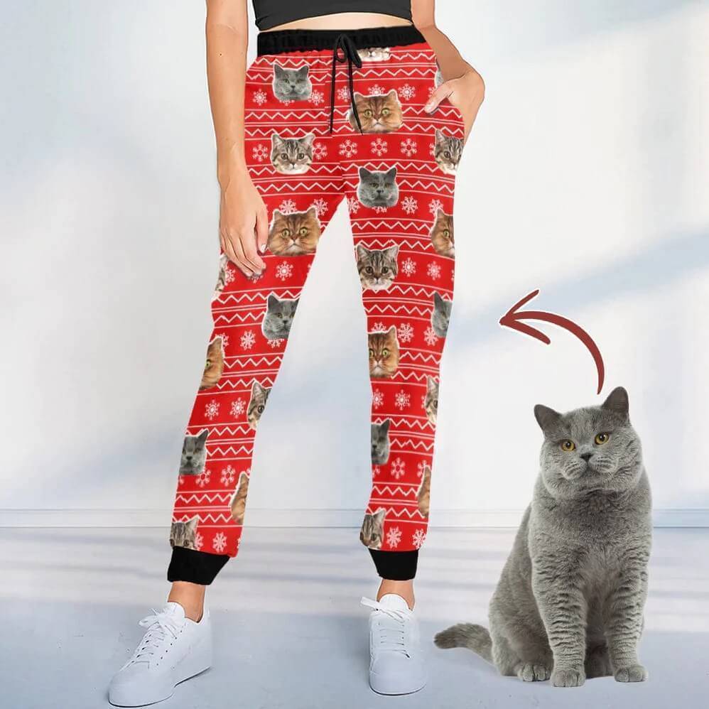 Custom Photo With Christmas Pattern Dog Men and Women's Sweatpants - Any Dog Lover Will Be Moved By This Gift