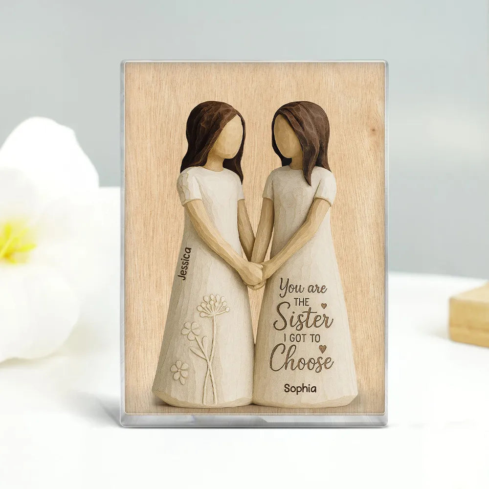 Forever Sisters by Choice – Custom Figurine Plaque for Best Friends, Gift for Her