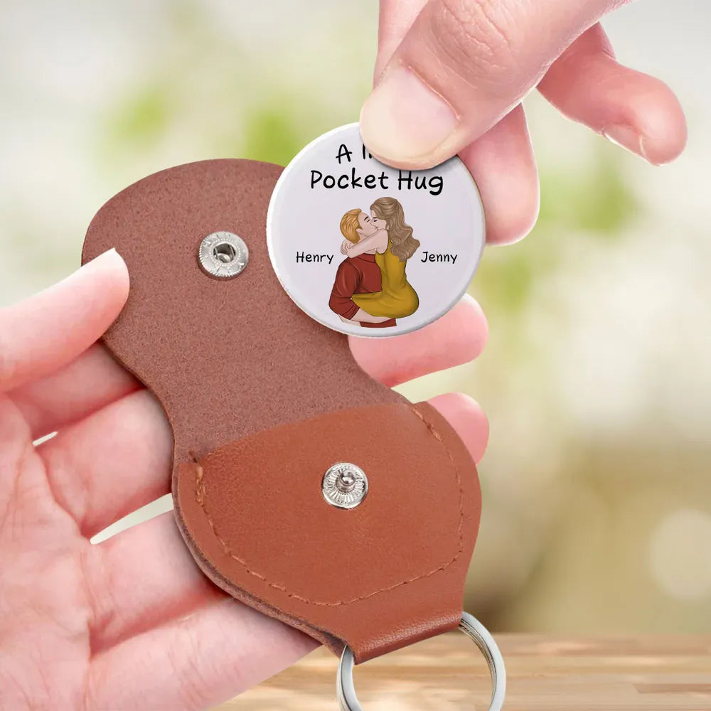 Personalized Pocket Hug Token With Cute Hugging Couple Art, Sweet Everyday Keepsake, Unique Romantic Gift