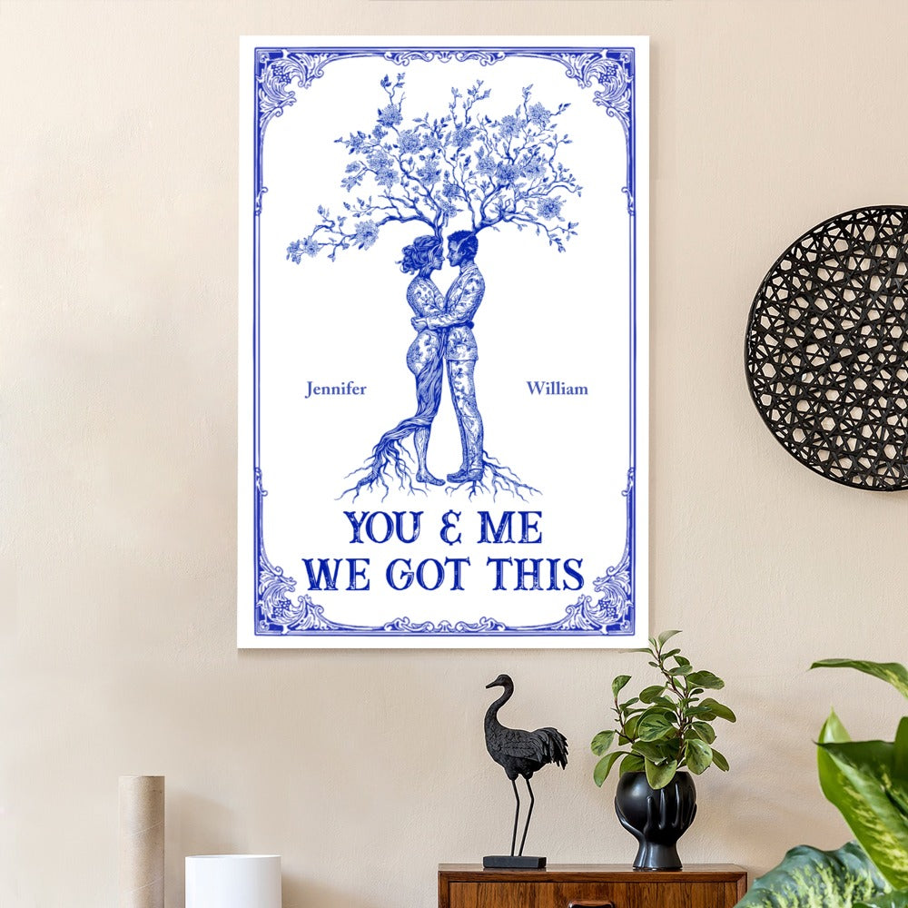 Couple Tree Hug Poster, Romantic Home Wall Art, Perfect Gift for Lovers