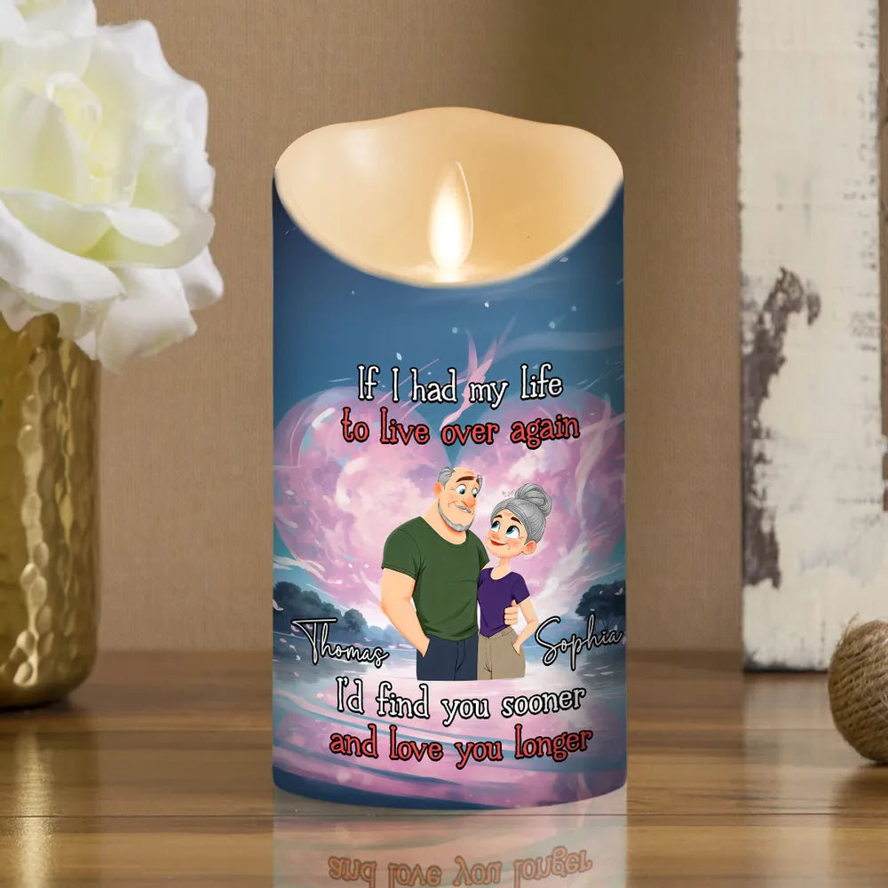 Personalized Flameless LED Candle with Romantic Quote, Cute Couple Art, Warm Glow Keepsake, Unique Gift for Wife or Husband