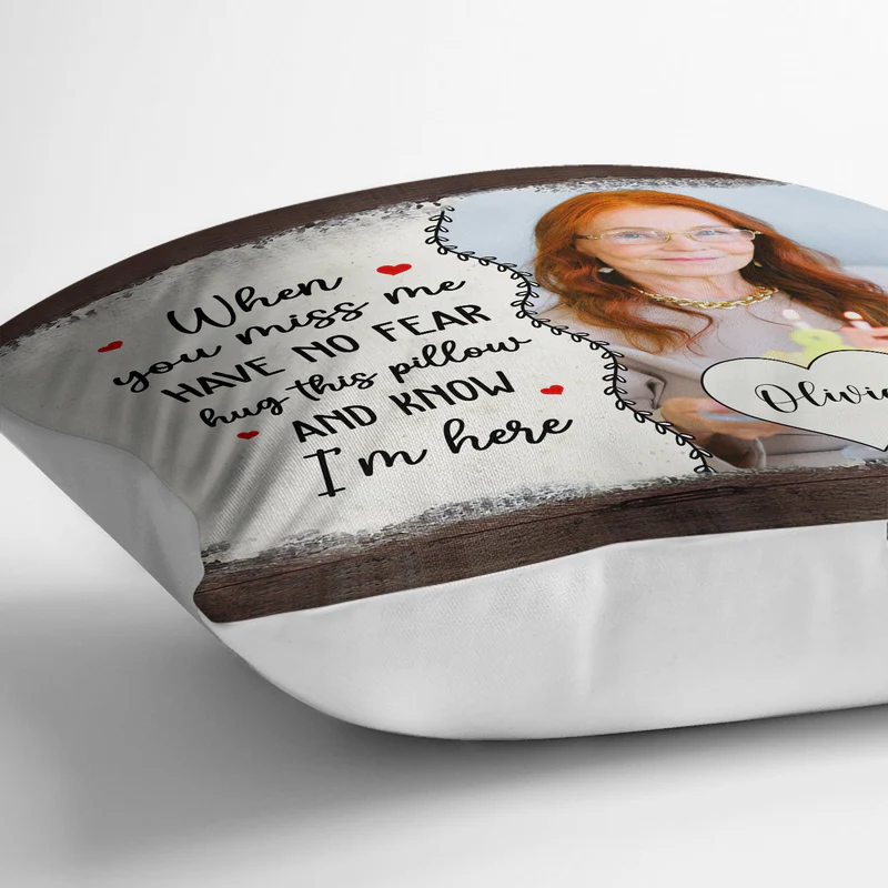 When You Miss Me Hug Pillow – Heartwarming Custom Square Pillow, Perfect Gift for Family or Pet Lovers