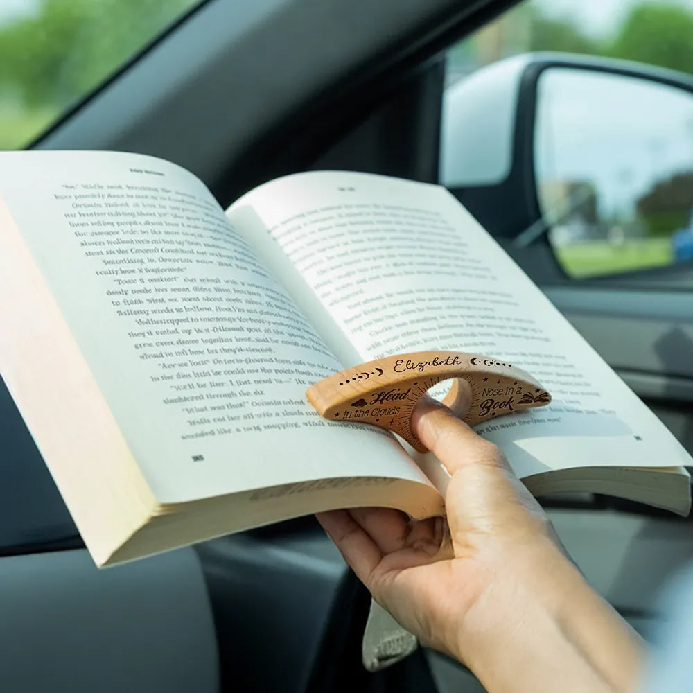 Book Page Holder, Engraved Wooden Thumb Page Turner for One-Hand Reading, Unique Gift for Book Lovers, Teachers, Mom or Dad