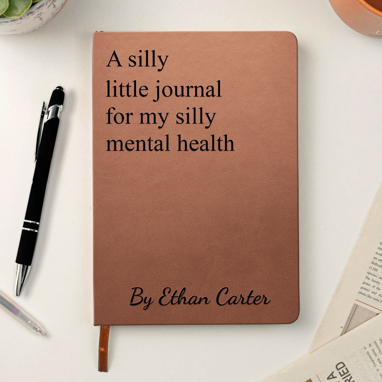 Sassy Swear Quote Leather Journal, Personalized Feelings Notebook, Funny Self Care Gift For Her Or Him