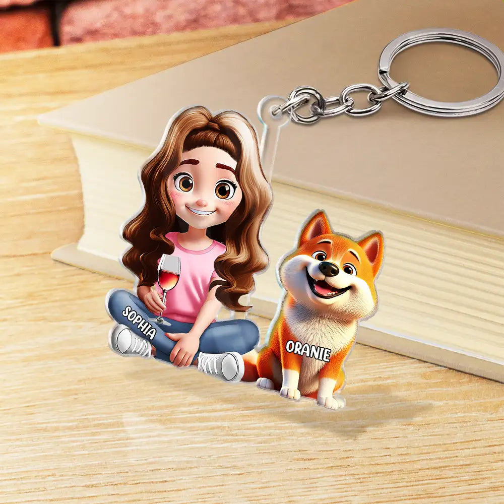 Personalized Dog Mom & Dad Acrylic Keychain with 3D Effect