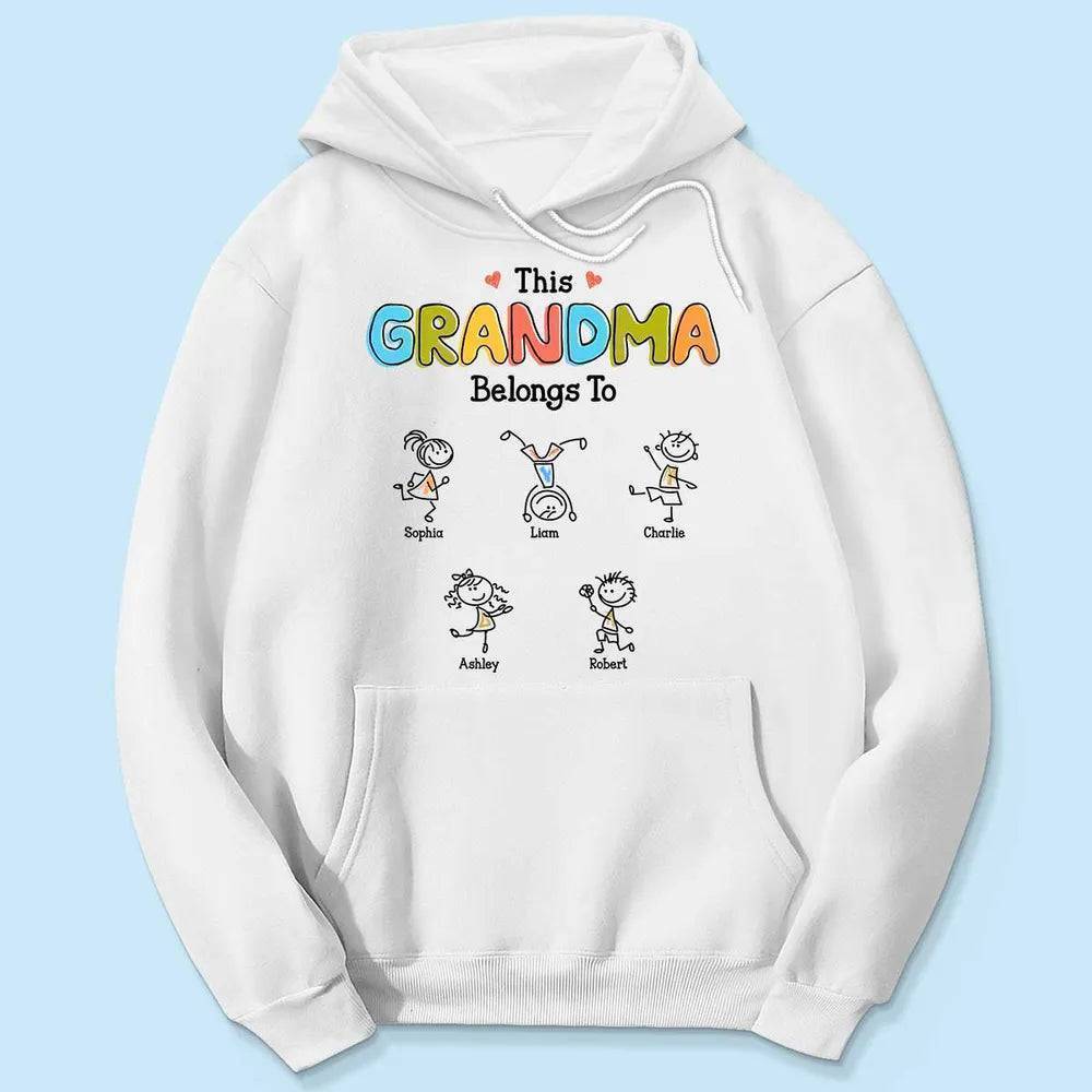 This Grandma Belongs To Classic Tee Personalized with Sweet Stick Figure Kids, Heartwarming Gift for Grandma