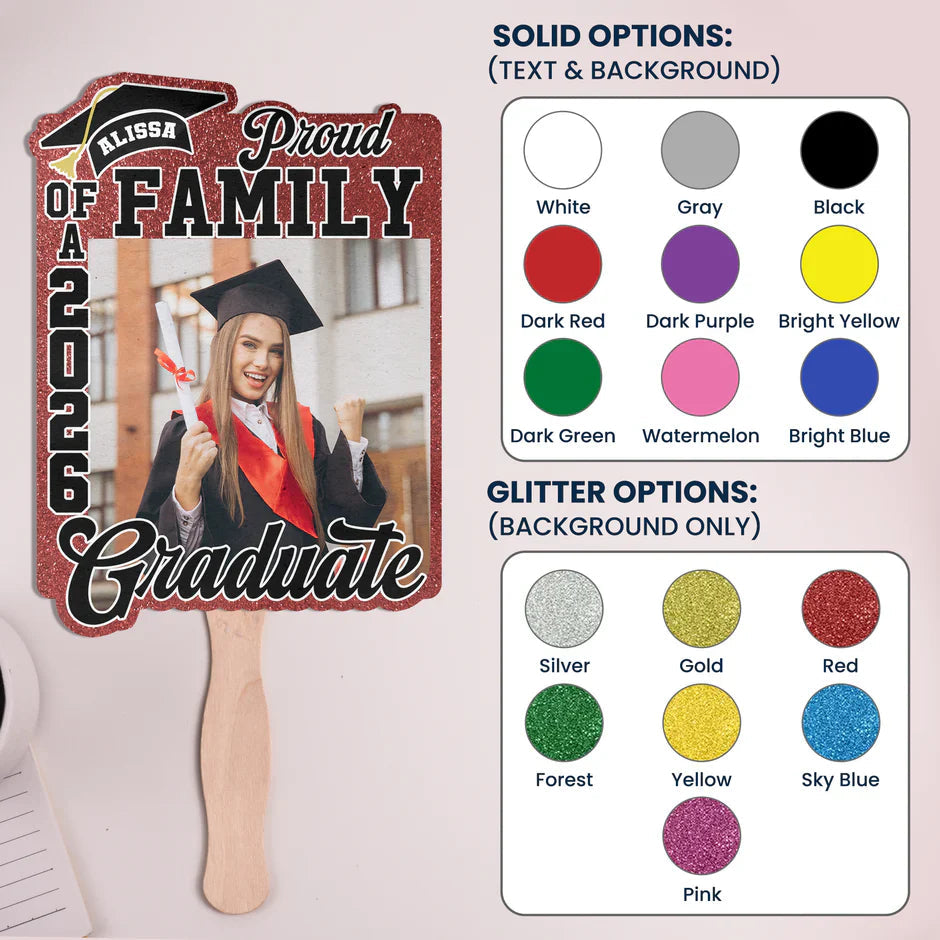 Personalized Graduation Photo Foam Board Fan, Proud Family Keepsake, Unique Gift for Grad Celebration