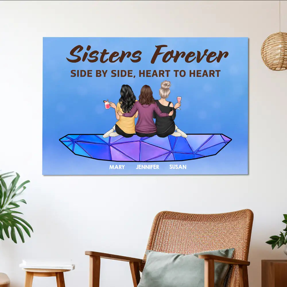 Sisters Forever Side By Side Heart To Heart Ornament – Thoughtful Personalized Gift for Sister or Friend