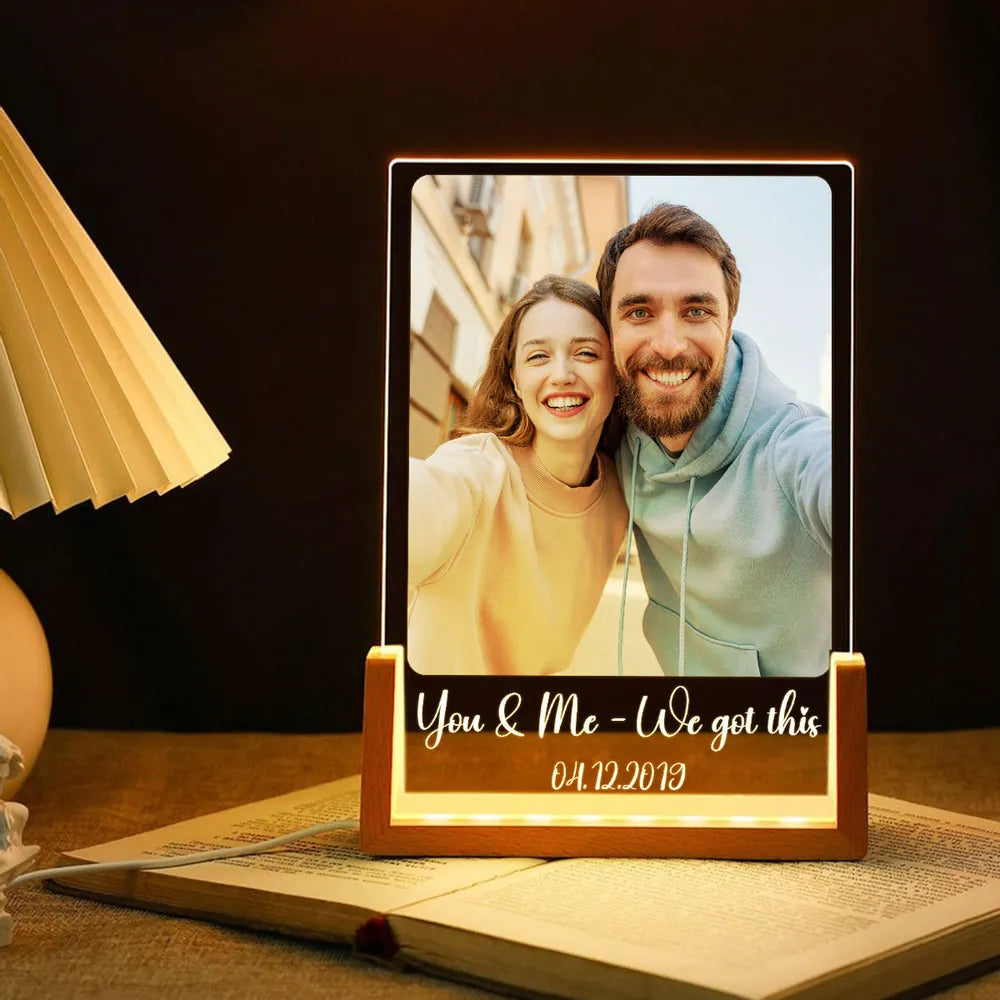 You Make My Heart Smile Personalized LED Light Frame - Romantic Photo Keepsake With Cozy Ambient Light, Creative Gift