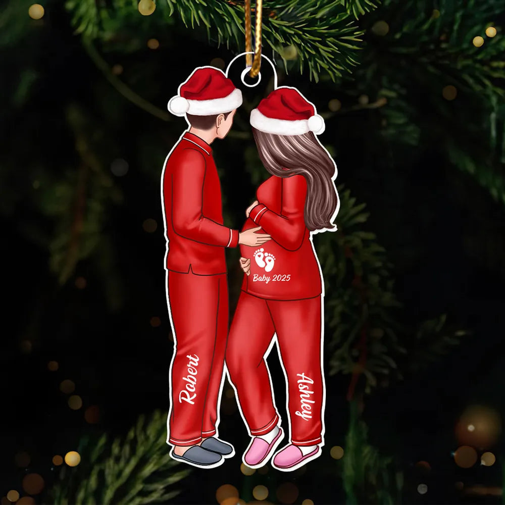 Personalized Couple Ornament - Custom Acrylic Christmas Ornament for Expecting Parents, Baby Announcement