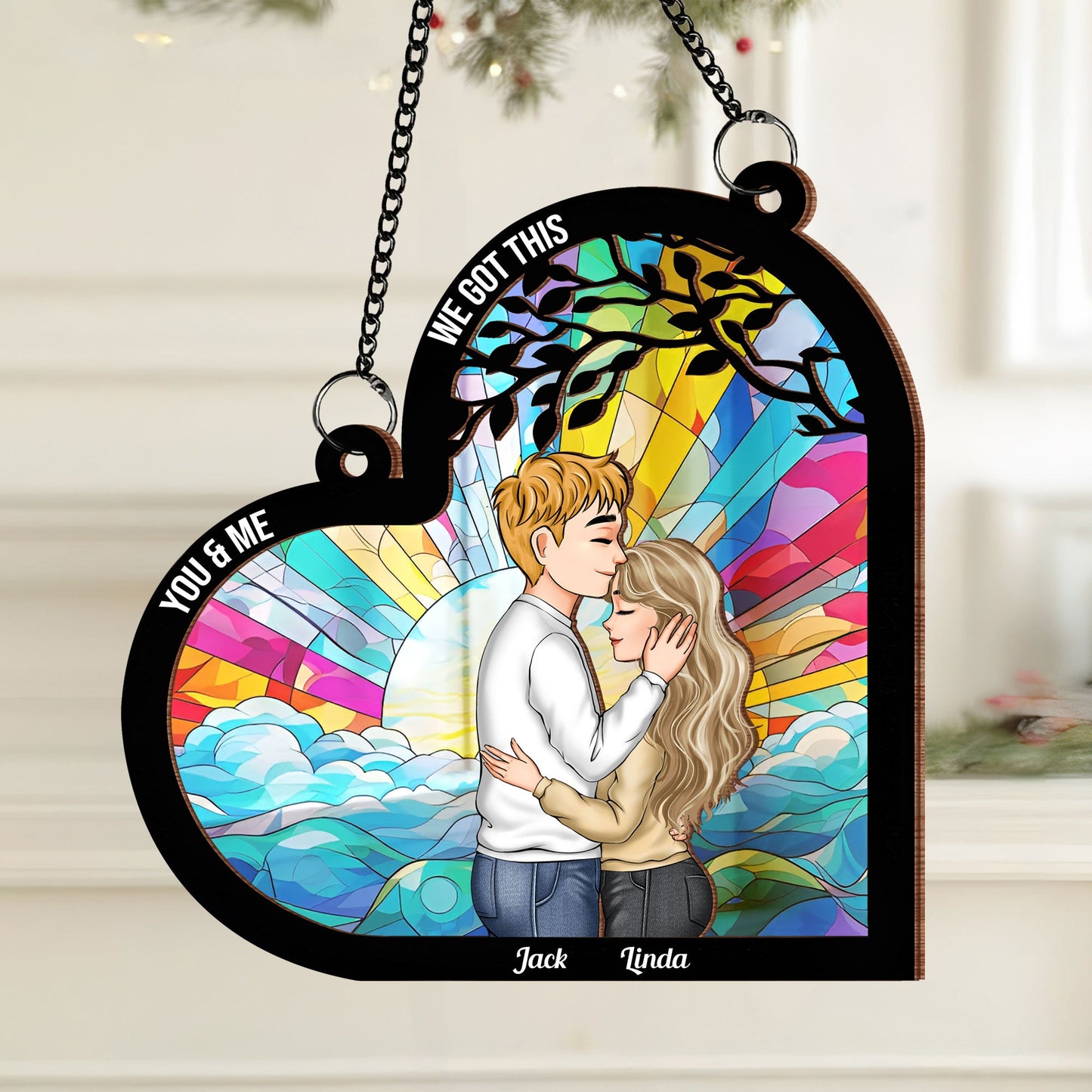 Personalized Couple Ornament - Capturing First Kiss and Everlasting Love in Unique Design