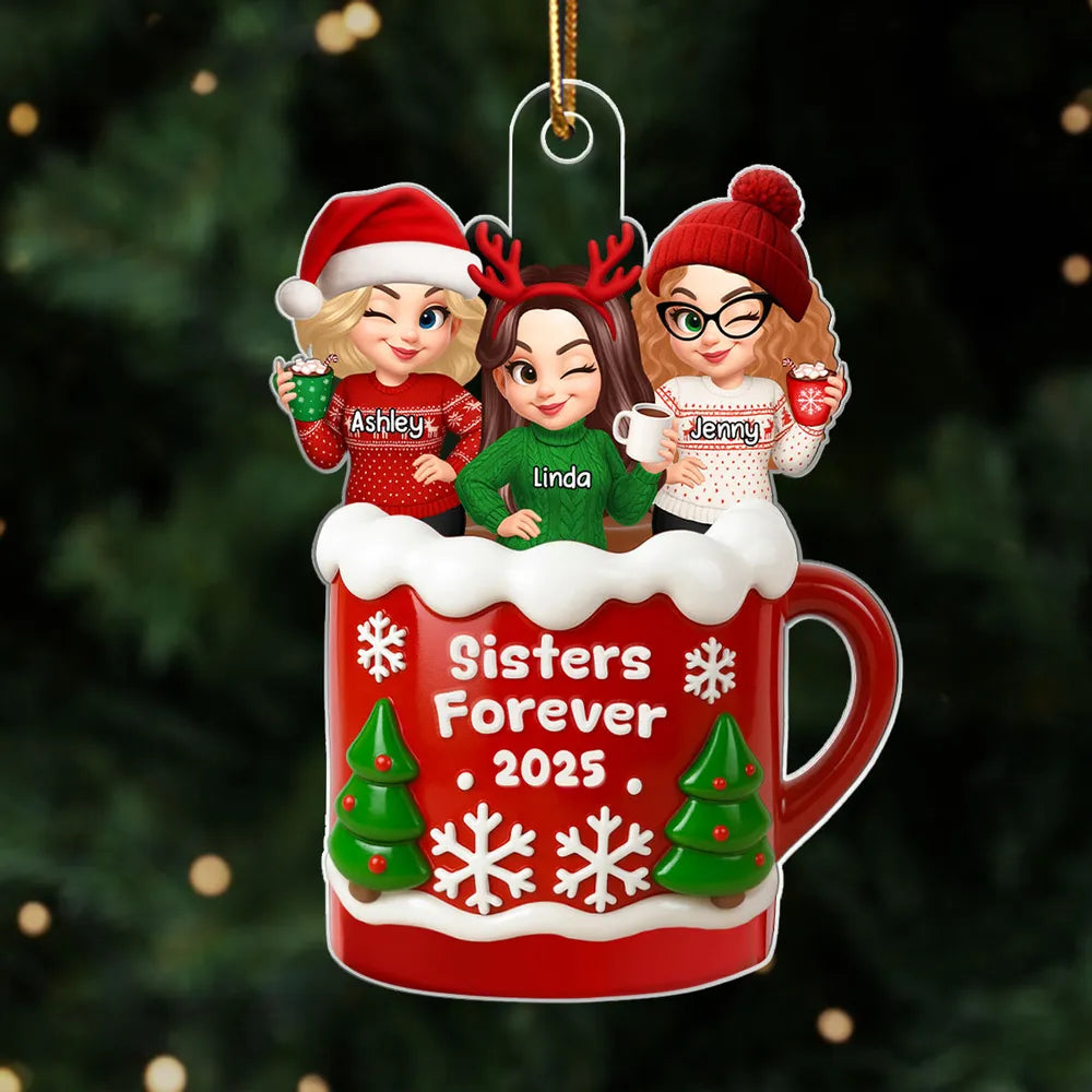 Acrylic Ornament with Besties Forever Christmas Theme, High Clarity, Perfect Gift for Friends