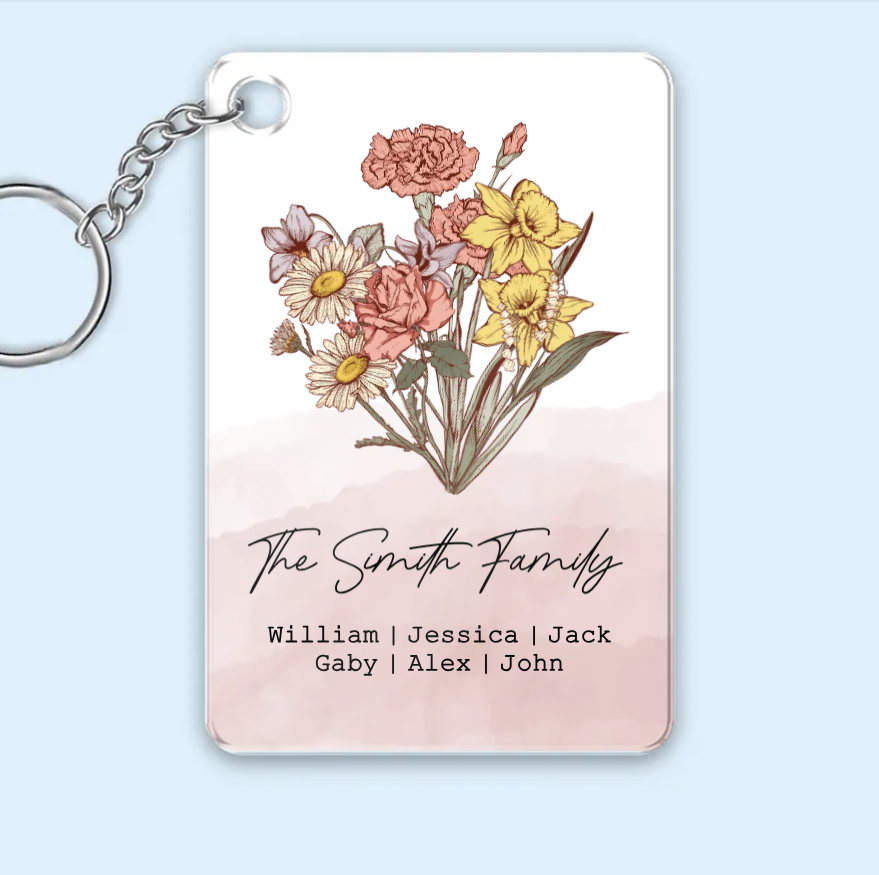 Family Blossoms - Custom Birth Flower & Names Artwork - Personalized Canvas or Poster for Your Home