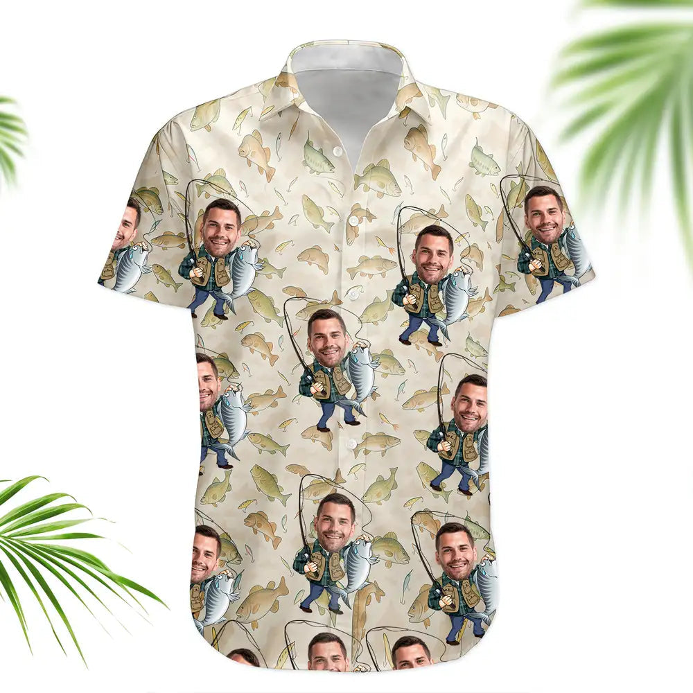 Personalized Fishing-Themed Hawaiian Shirt – Cool Gift for Dad or Husband