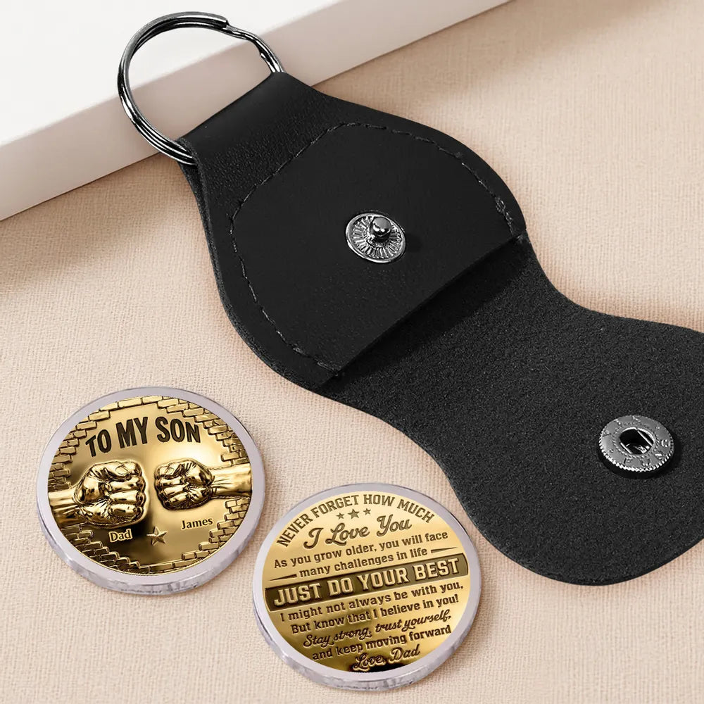 Personalized Pocket Hug Coin for Son, Encouraging Dad Message Keepsake, Unique Gift He Can Carry Every Day