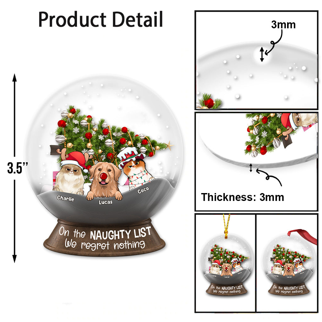 On The Naughty List - Personalized Cat Transparent Ornament