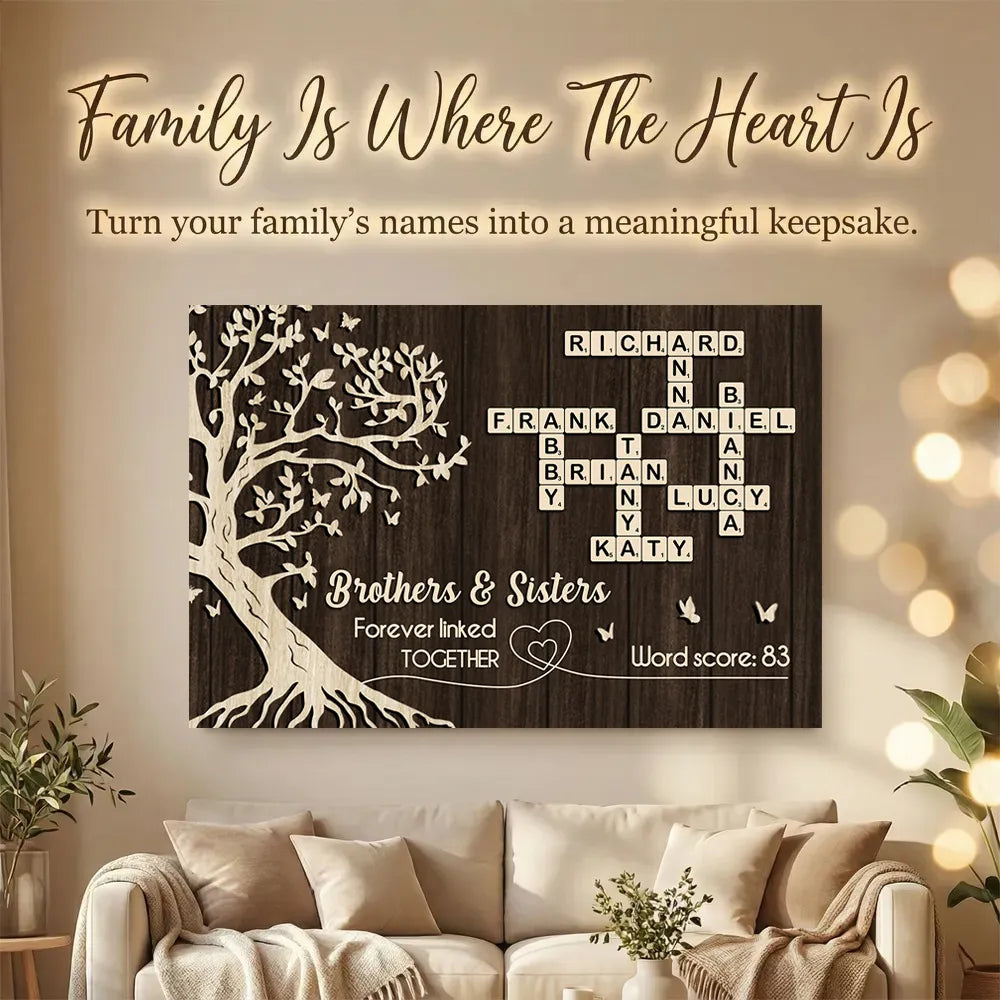Personalized Brothers & Sisters Crossword Poster – Custom Sibling Wall Art for a Unique Family Gift