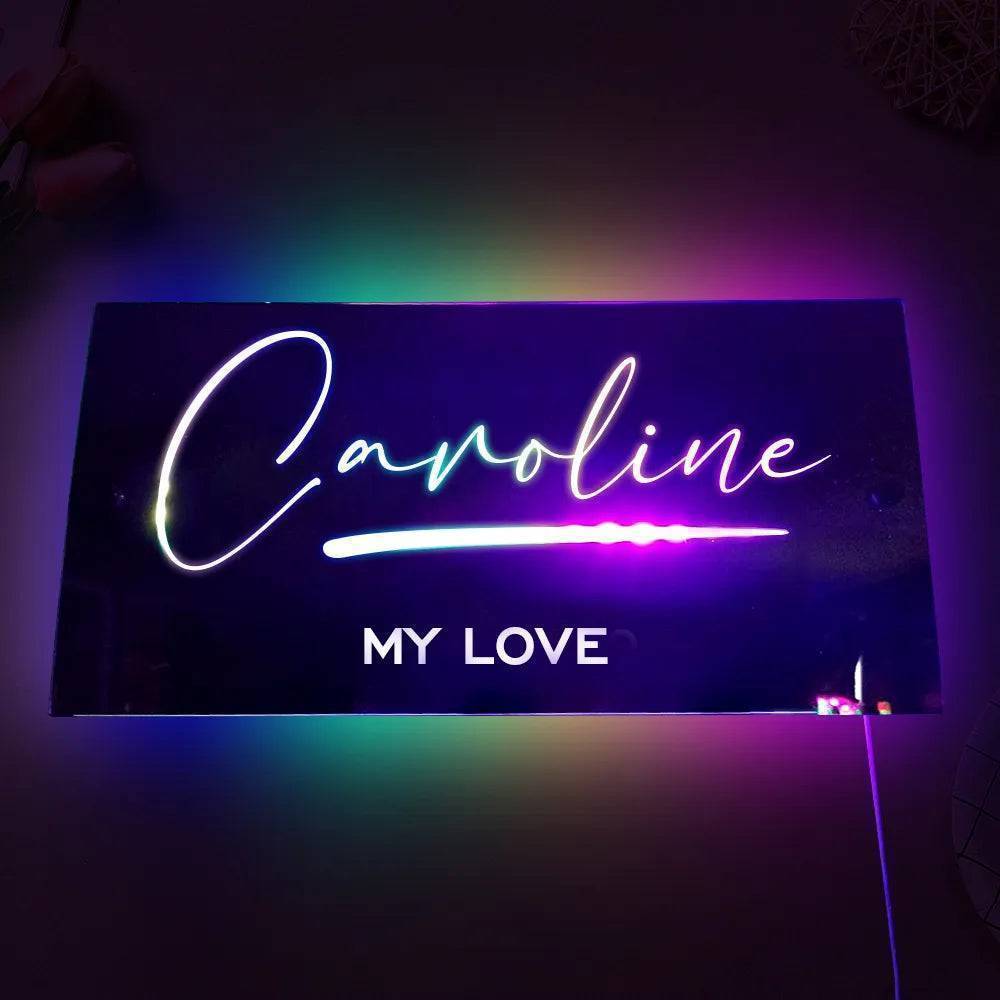 Personalized Affirmations Mirror - Light Colorful - Bedroom Lamp - Custom Name
