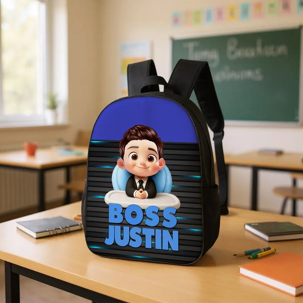 Kids Personalized Backpack 'Boss-in-Training' for School