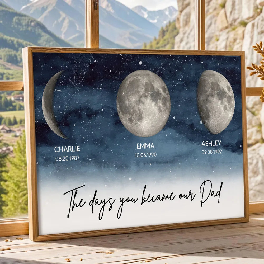 Custom Starry Night Poster Moon Phases for Dad A Meaningful Family Keepsake Wall Decor Gift