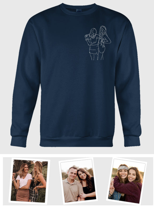 Custom Line Art - Personalized granddaughter Embroidered Sweater