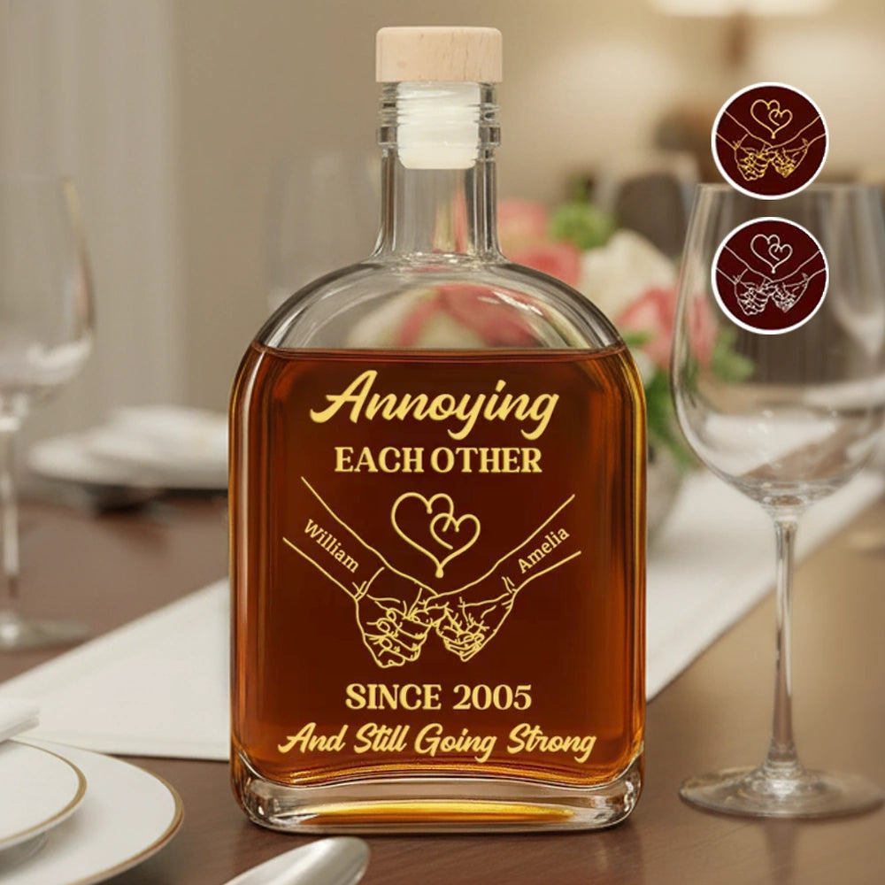 Personalized Glass Spirits Decanter for Couples – Funny 'Annoying Each Other' Design, Romantic Keepsake & Unique Gift