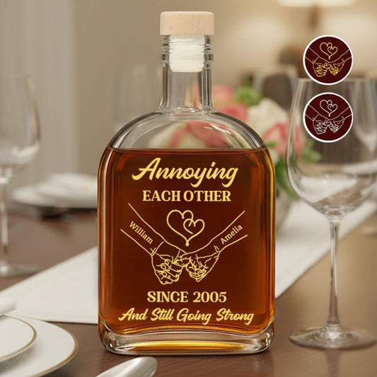 Personalized Glass Spirits Decanter for Couples – Funny 'Annoying Each Other' Design, Romantic Keepsake & Unique Gift
