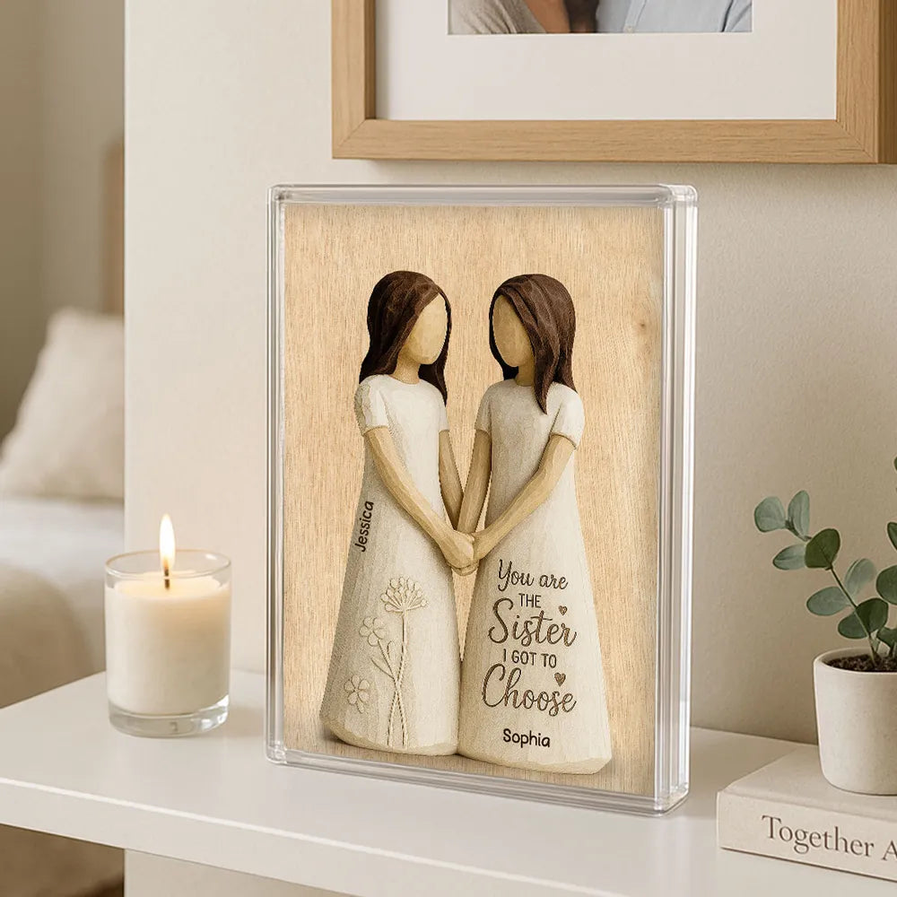 Forever Sisters by Choice – Custom Figurine Plaque for Best Friends, Gift for Her