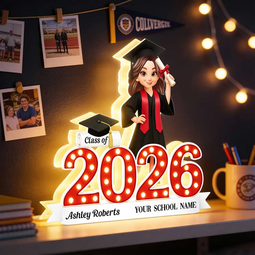 Personalized Acrylic Light Box Class Of Graduation Design for Bedroom or Bookshelf Warm Glow Unique Gift