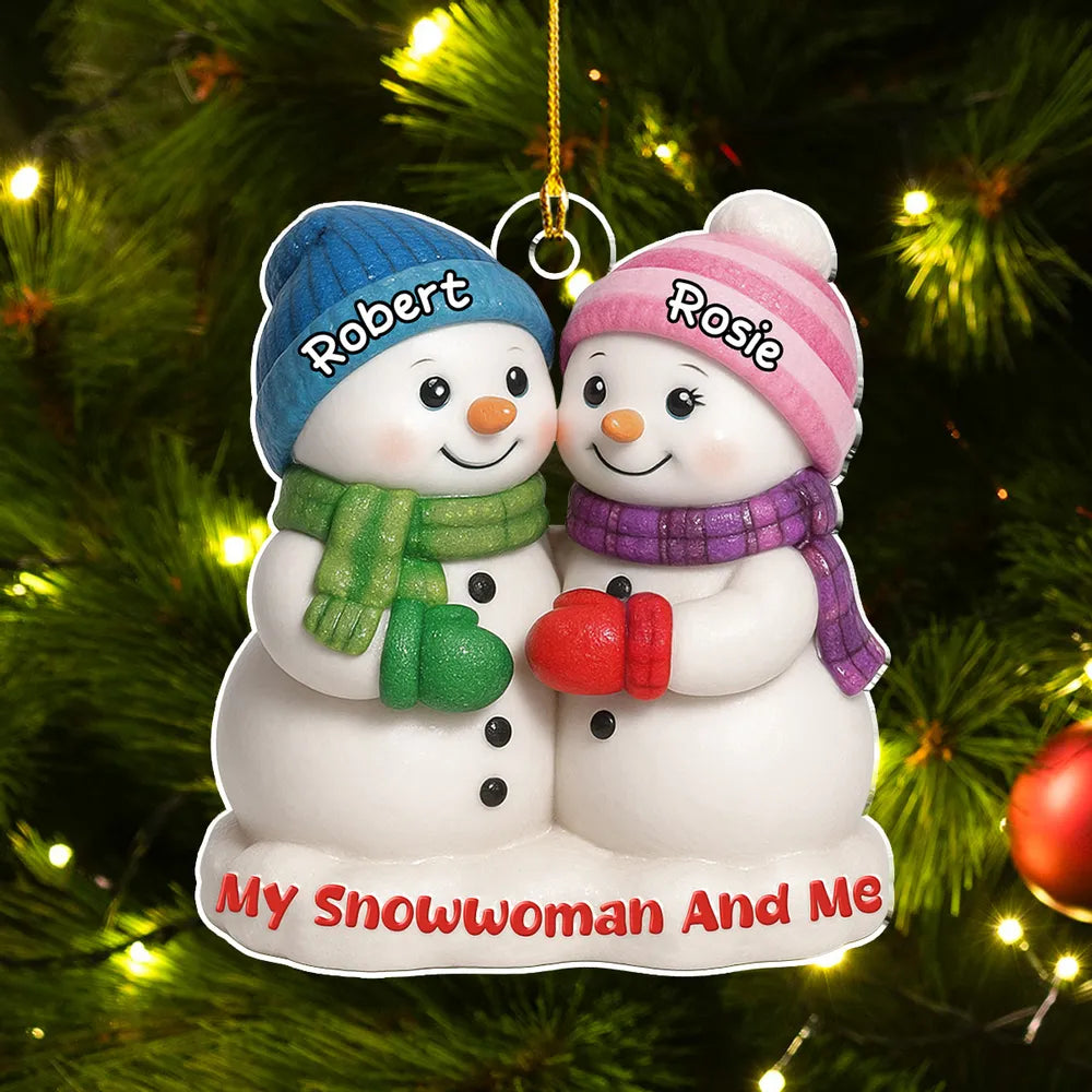 Snowman Couple Ornament - Personalized Hugging Snowmen for the Christmas Tree - My Snowman and Me, a Unique Gift for Couples