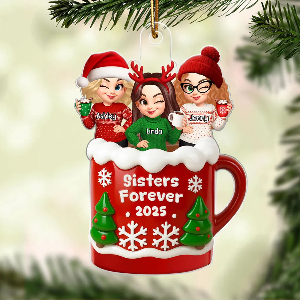 Acrylic Ornament with Besties Forever Christmas Theme, High Clarity, Perfect Gift for Friends