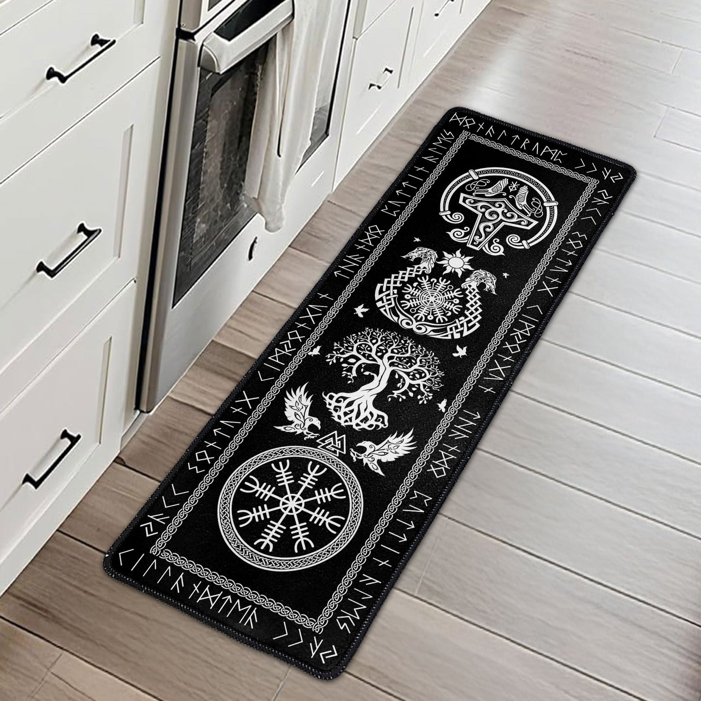 Personalized Viking Rune Standard Doormat, Nordic Symbol Entryway Decor, Unique Housewarming Gift for Family