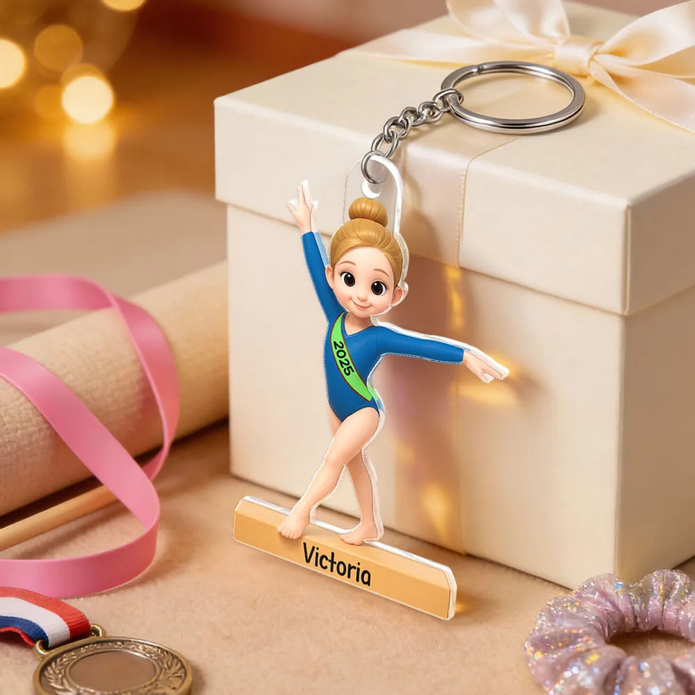 Custom Name Gymnastics Acrylic Keychain Bright Cute Charm for Backpack or Keys A Sweet Unique Gift