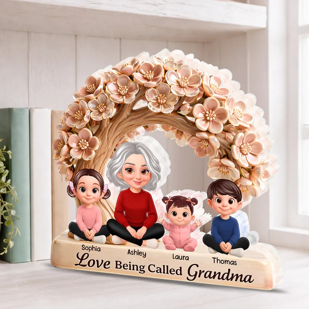 Personalized Shaped Acrylic Block Plaque Love Being Called Grandma Floral Arch Family Keepsake Unique Gift for Grandma