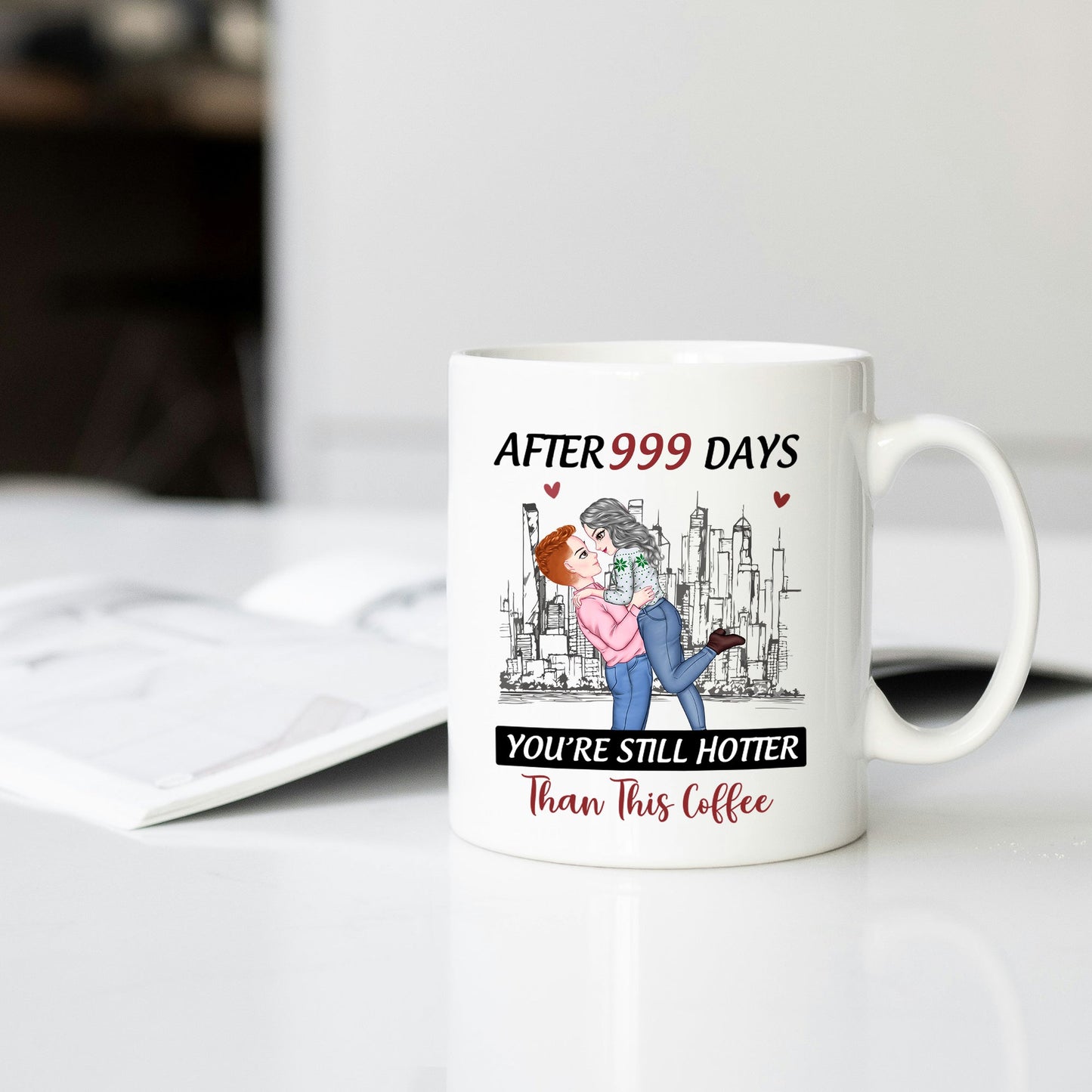 Personalized Couple Mug - "After Months, You're Still Hotter Than This Coffee" | Romantic Gift for Valentine's Day, Anniversaries, and Birthdays