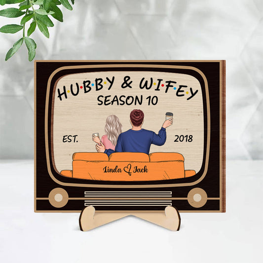 Personalized 2-Layer Wooden Plaque – "Hubby & Wifey Series" Romantic Keepsake