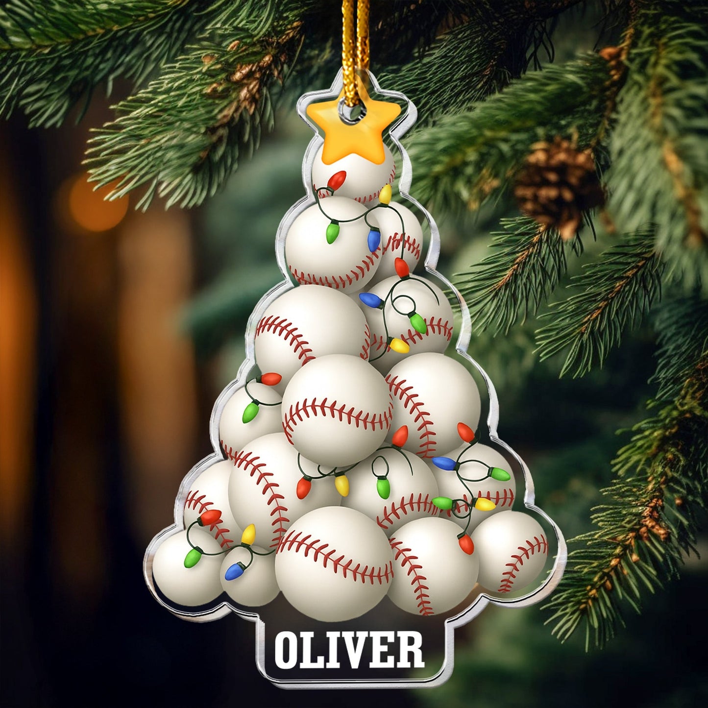 Baseball Tree Acrylic Ornament – Festive Sports Gift for Baseball Fans & Players