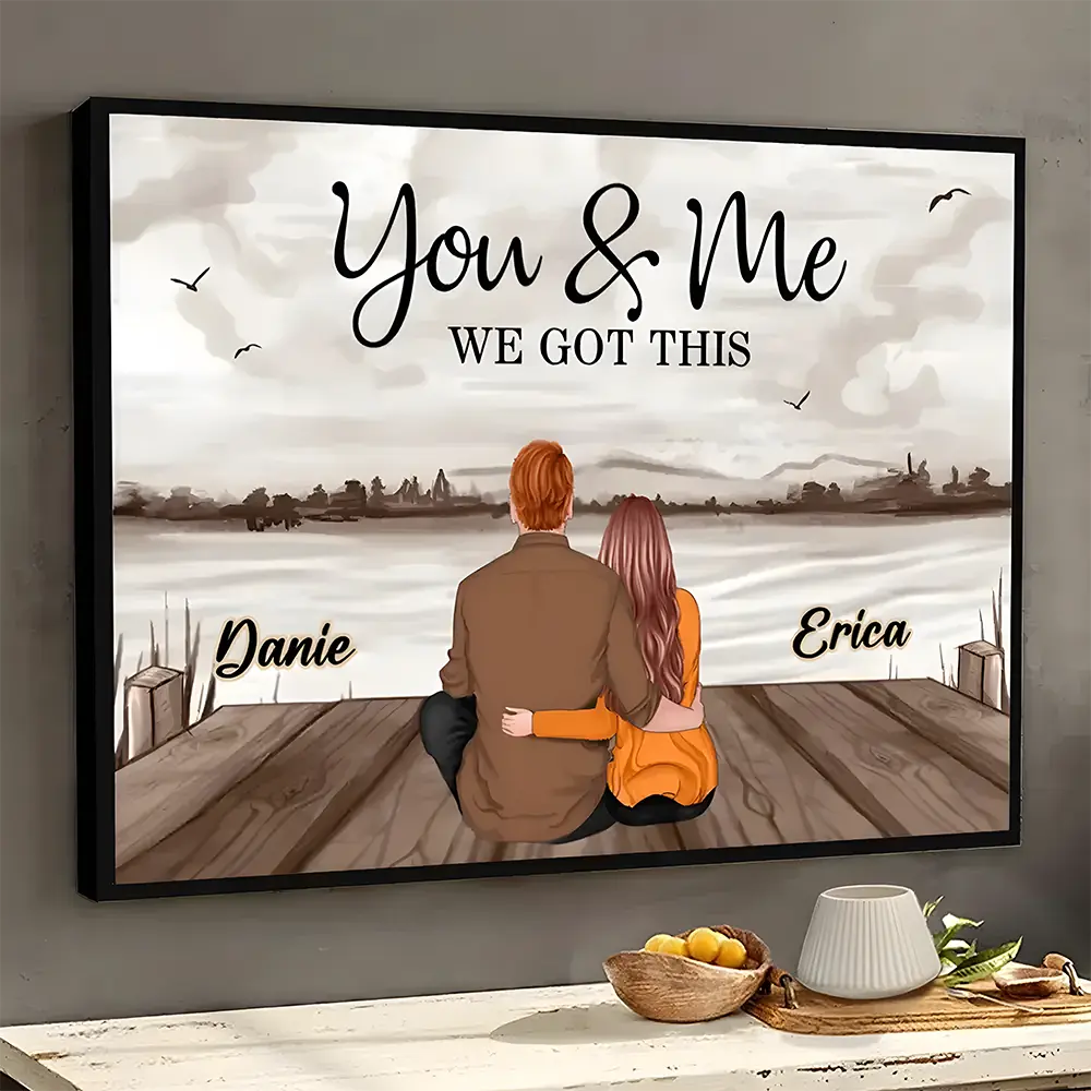 I Choose You - Back View Couple Sitting - Personalized Horizontal Poster - A Timeless Valentine's Day Tribute-2