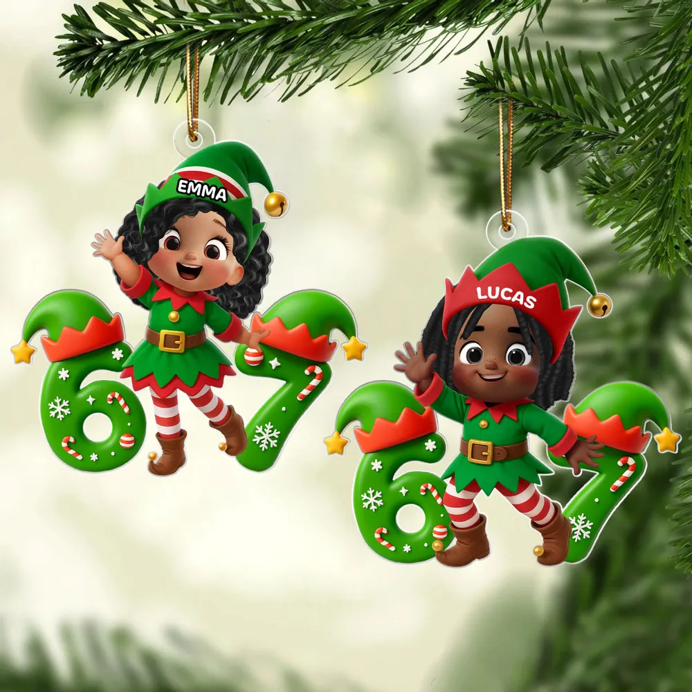 Personalized Christmas Elf Acrylic Ornament for Kids – Cute 6 7 Design, Festive Decor & Unique Holiday Gift