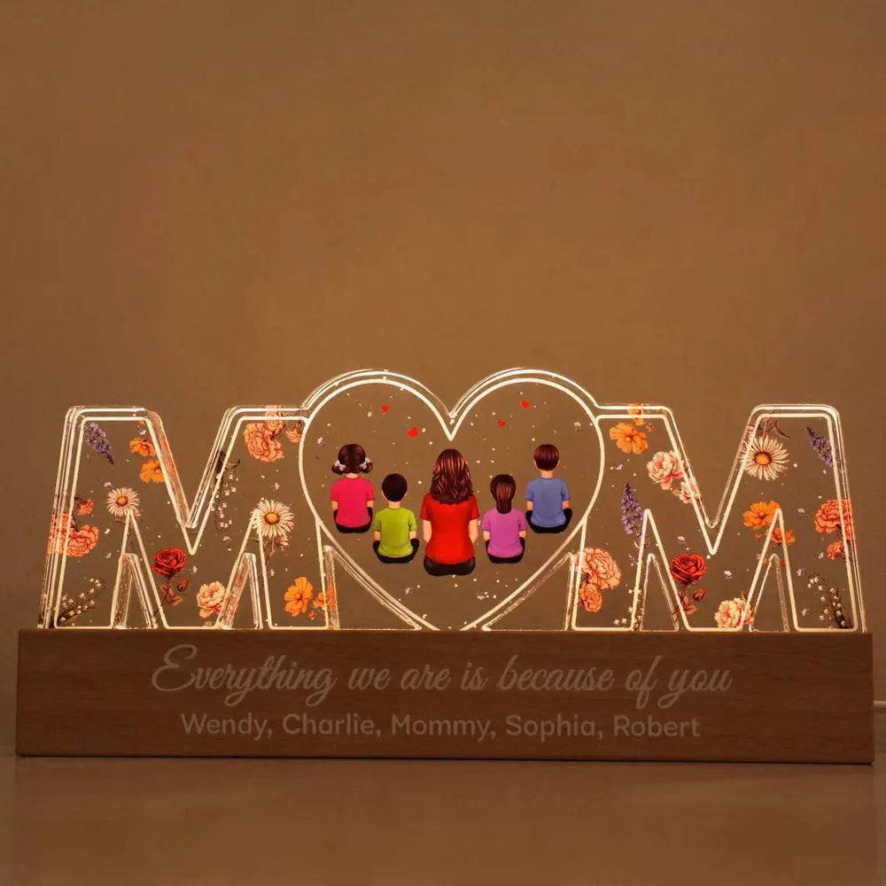Heartlight Memories: Custom Family Glow, Custom Birth Month Flower Led Night Light