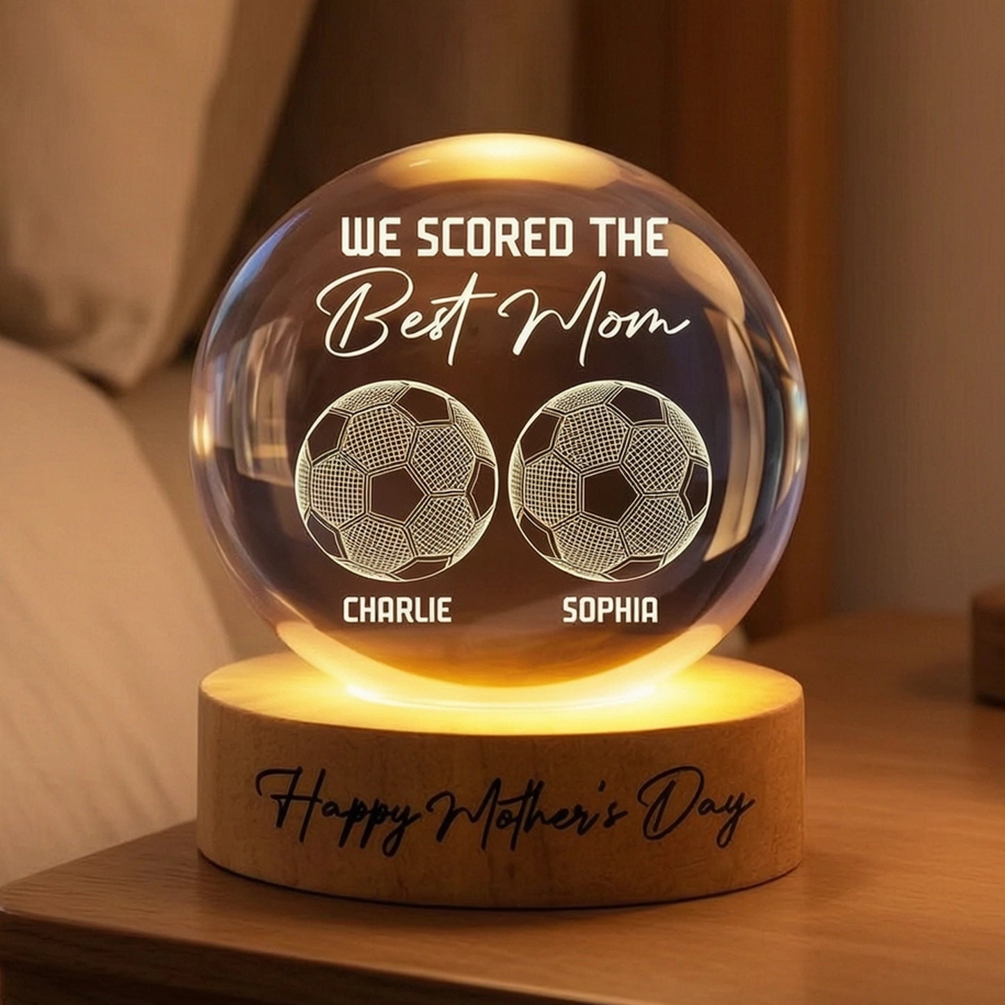 Globe Lamp Soccer Mom Gift with Warm Light and Personalized Look for Desk or Nightstand Unique Creative Gift