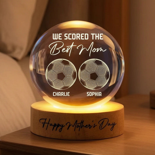 Globe Lamp Soccer Mom Gift with Warm Light and Personalized Look for Desk or Nightstand Unique Creative Gift